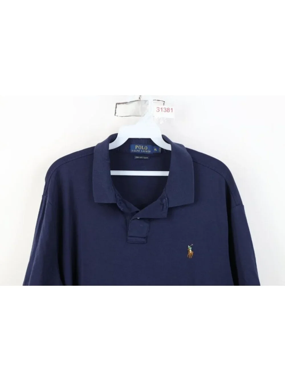 Y2K Ralph Lauren Mens XL Faded Pima Soft Cotton Touch Golf Polo Shirt Navy Blue
